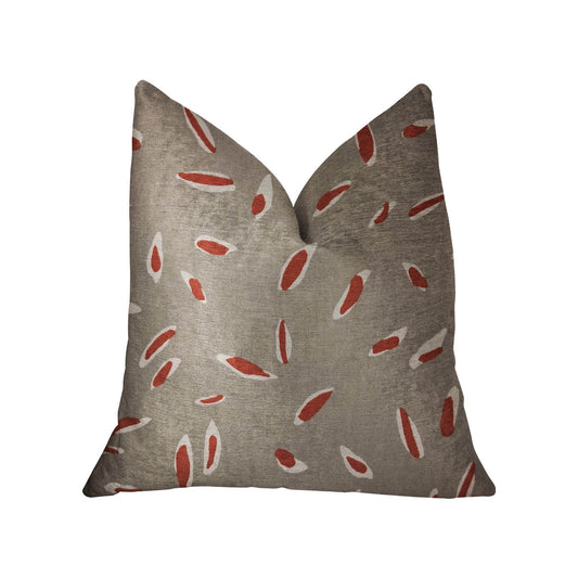 Petal Party Orange & Beige Luxury Throw Pillow – Cotton