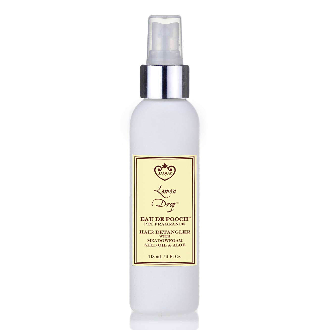 Lemon Drop Eau de Black cat with Lemon Drop pet fragrance spray bottlePooch pet fragrance spray bottle with yellow label on white background