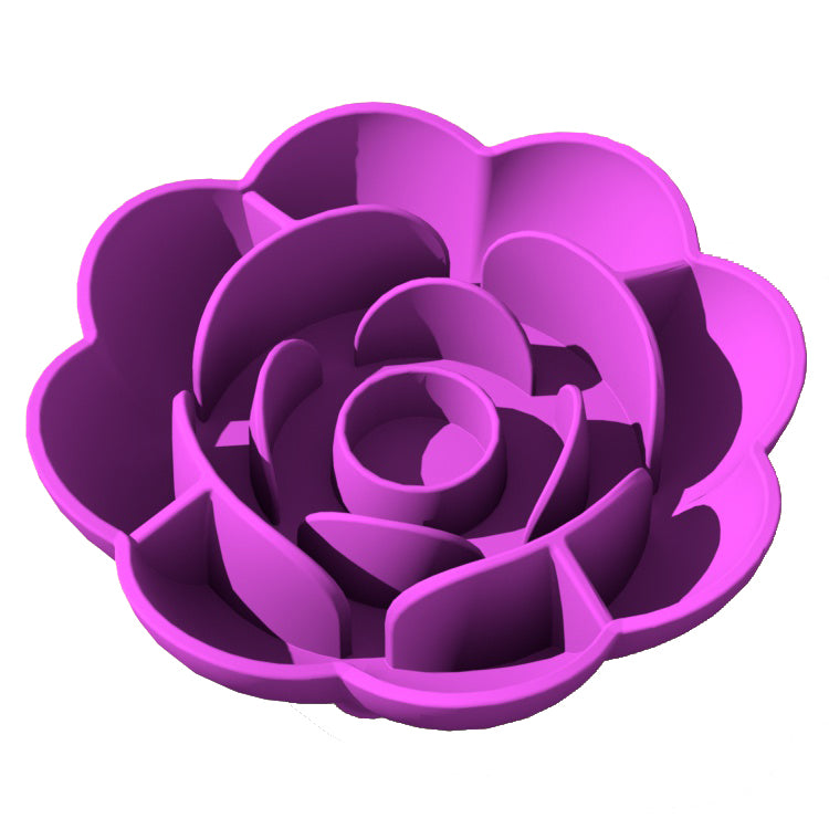Rose Pattern Slow Feeder Bowl – Food-Grade Silicone