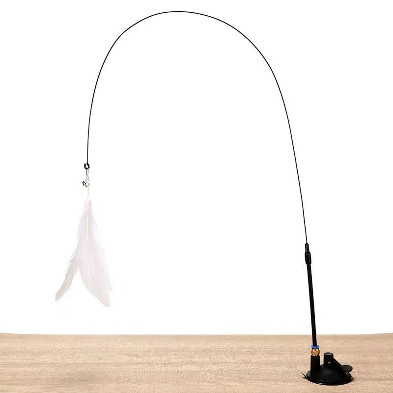 Interactive Cat Feather Toy – Suction Mount, Bounce-Back Play