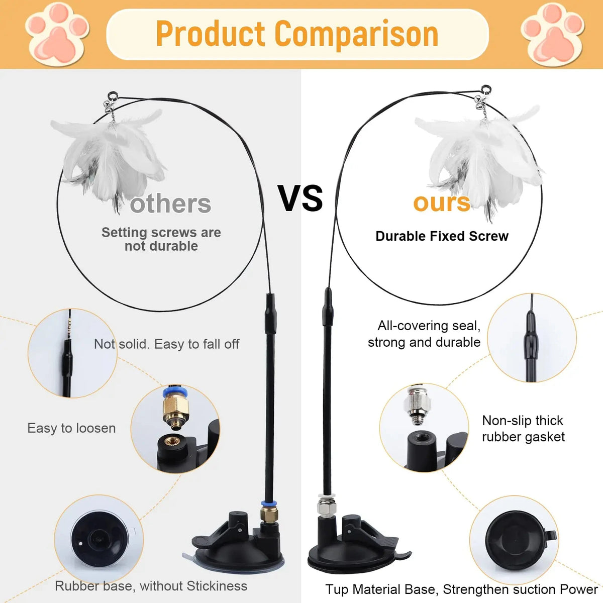 Interactive Cat Feather Toy – Suction Mount, Bounce-Back Play