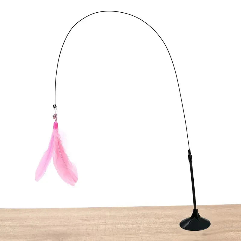 Interactive Cat Feather Toy – Suction Mount, Bounce-Back Play