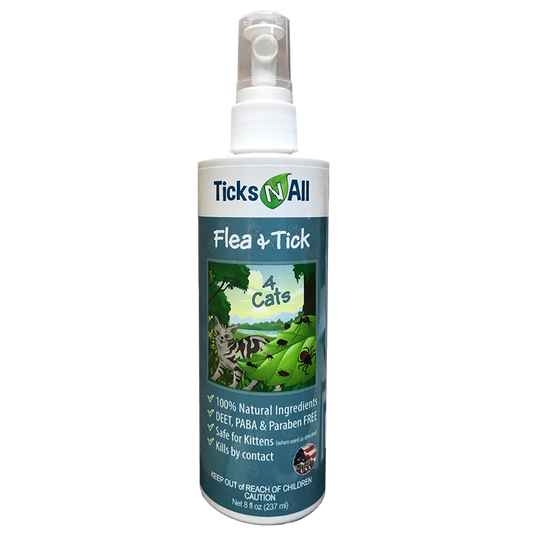 Natural Flea & Tick Spray for Cats – 8oz Formula