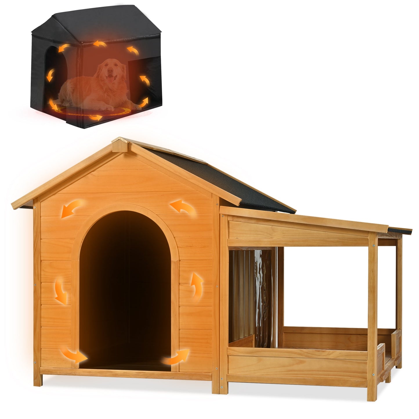 Insulated Large Dog House – Pine with Winter Liner