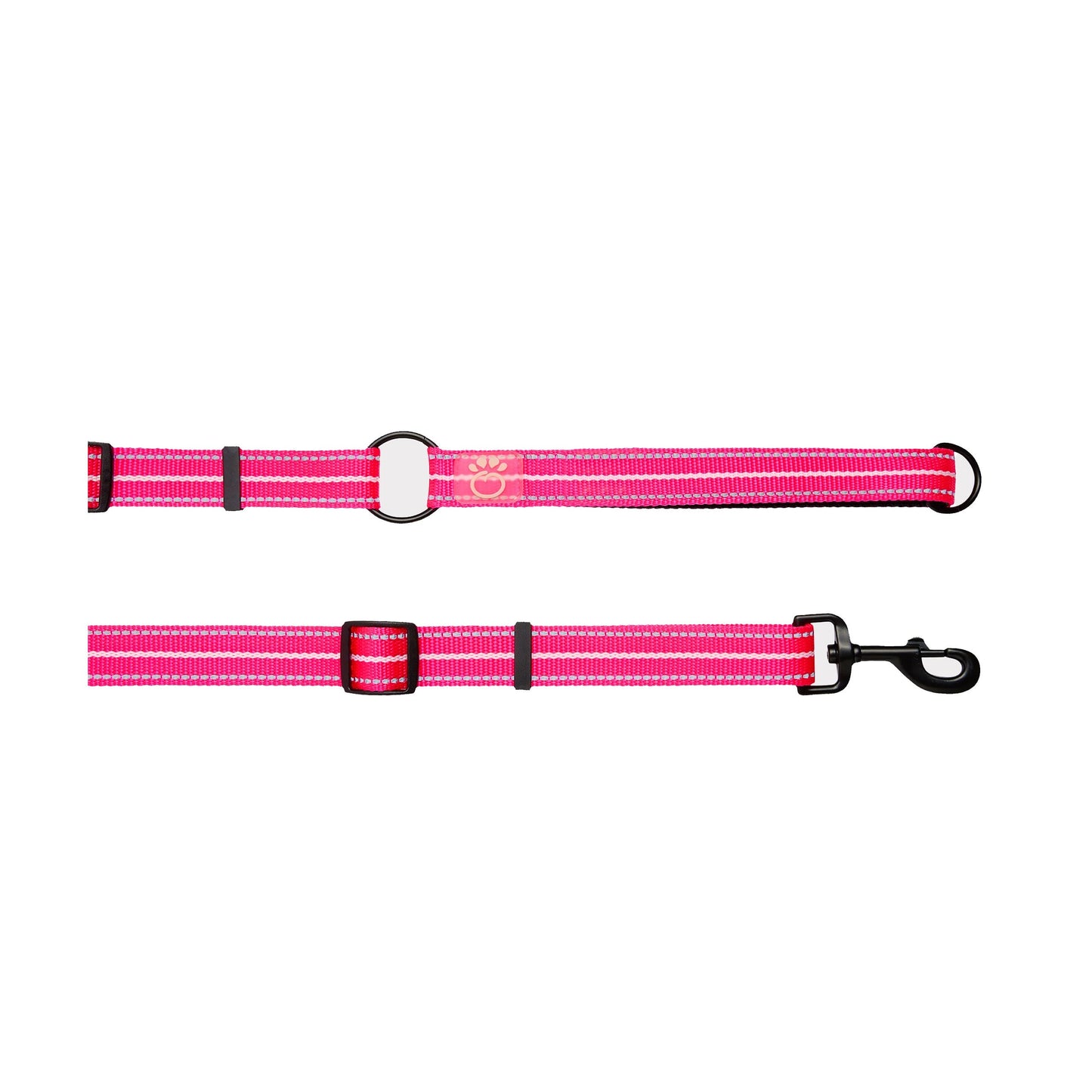 EEZY-6 Reflective Dog Leash – 6-in-1 Adjustable, Neon Pink