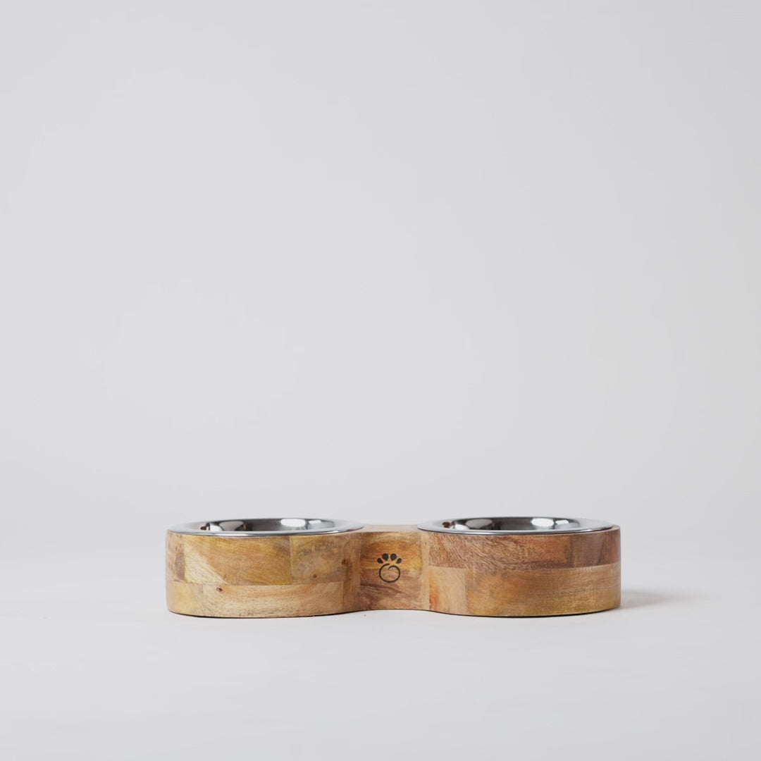Elevated Dog Feeder Wood & Metal Stand - video